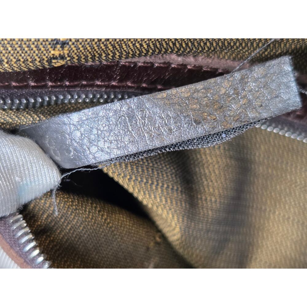Fendi Zucca Canvas Brown Leather Trim Satchel Bag Silver Hardware Tote Vintage - Picture 11 of 16